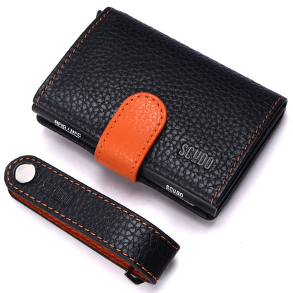 Gift Set - Slim Wallet & Key Organizer - Mosaic - Navy/Orange