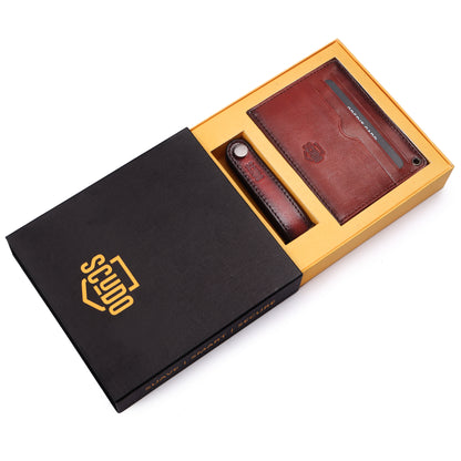 Gift Set - Card Holder & Key Organizer - Burnished - Cognac