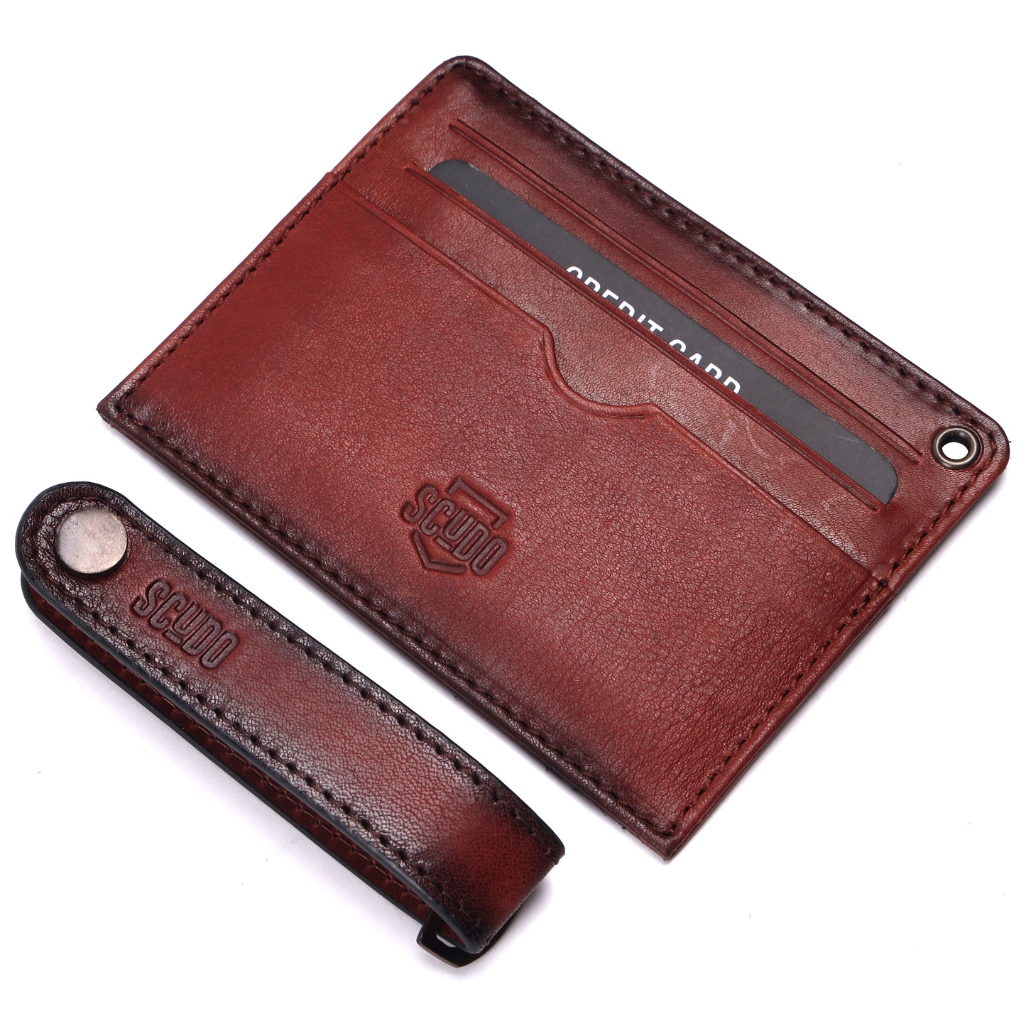 Gift Set - Card Holder & Key Organizer - Burnished - Cognac