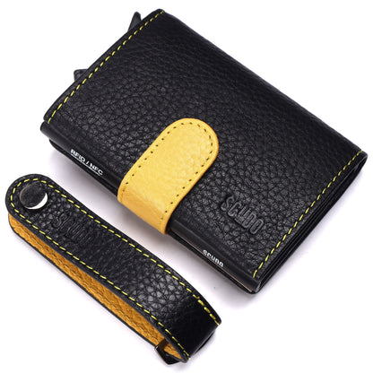 Gift Set - Slim Wallet & Key Organizer - Mosaic - Black/Yellow - Scudo