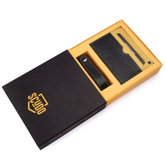 Gift Set - Card Holder & Key Organizer - Mosaic - Black/Yellow